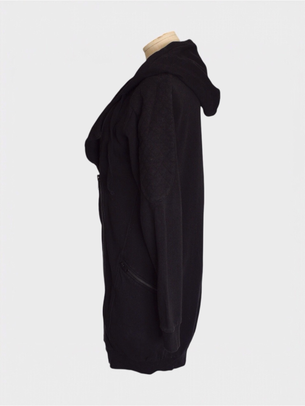 All Saints Asymmetrical Zip Longline Hoodie Jacket - Picture 4 of 5